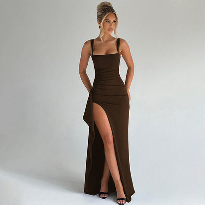 Maricella | Elegant Formal Slip Maxi Dress With Open Back