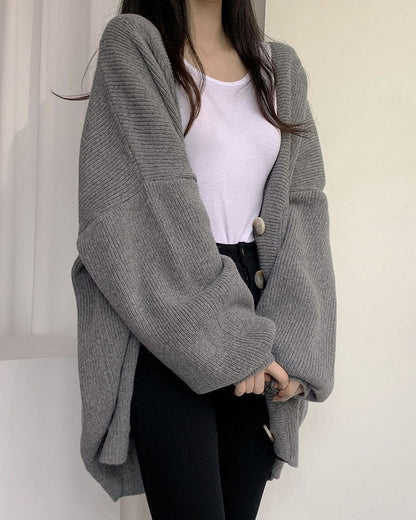 Gianna | Relaxed V-Neck Cardigan with Lantern Sleeves