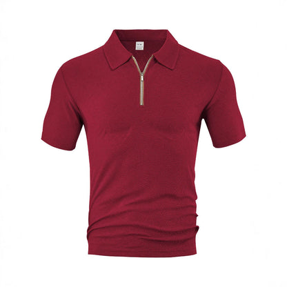 Waylon | Men’s Textured Zip-Placket Knit Polo Shirt | Zipper