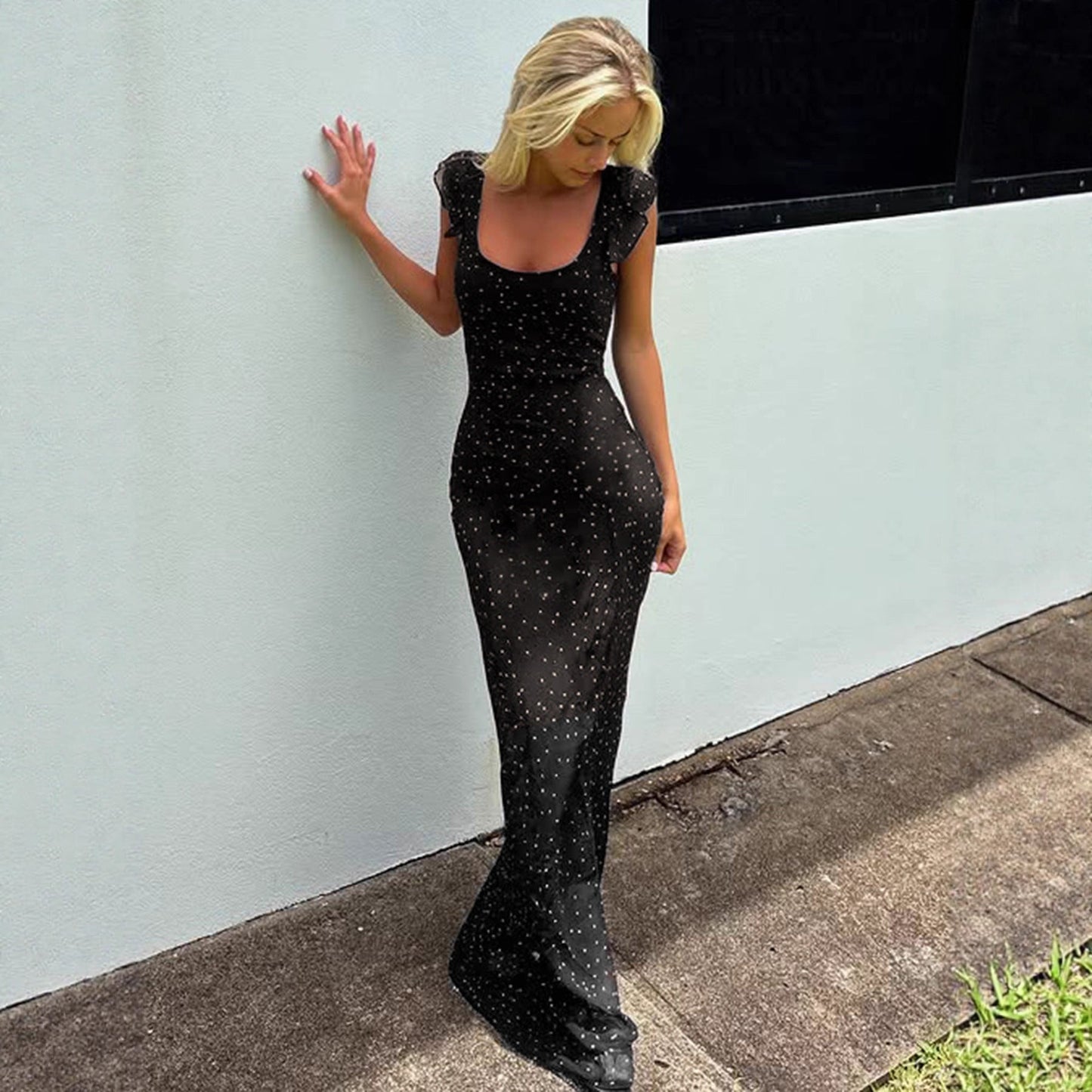Harlow | Women’s polka dot maxi dress with spaghetti straps