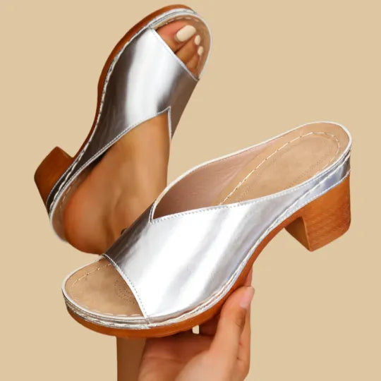Lorina | Women Open Toe Sandals with Chunky Heel and Slip On Design