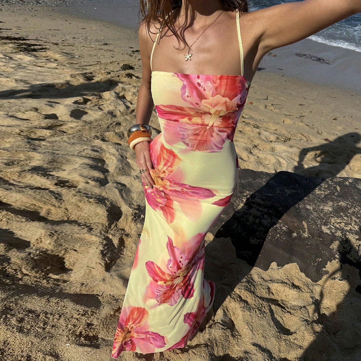 Isadora | Women’s floral maxi dress with adjustable straps