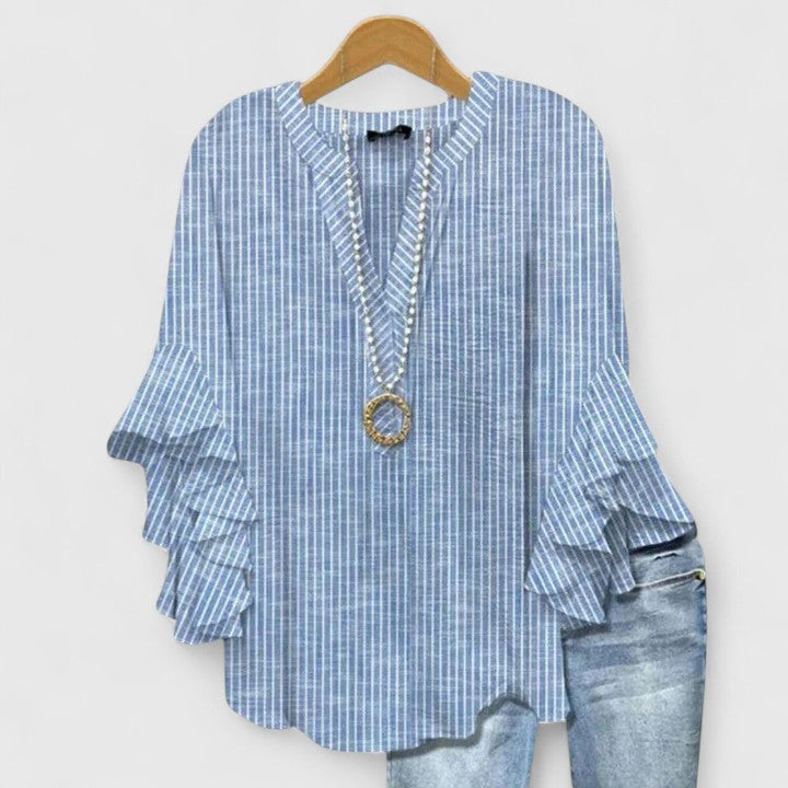 Naomi | Comfortable Blouse with Floral Print Ruffle Sleeve Design