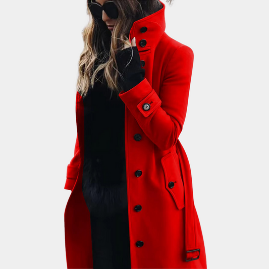 Stephanie | Women's Stylish Long Winter Coat with High Collar