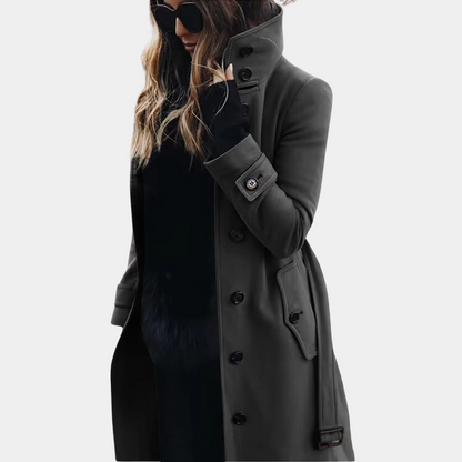 Stephanie | Women's Stylish Long Winter Coat with High Collar