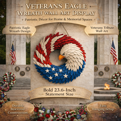 Frank | Patriotic Eagle Wreath Veterans Wall Art Decor