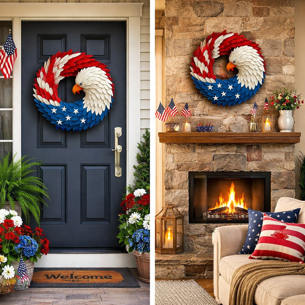 Frank | Patriotic Eagle Wreath Veterans Wall Art Decor
