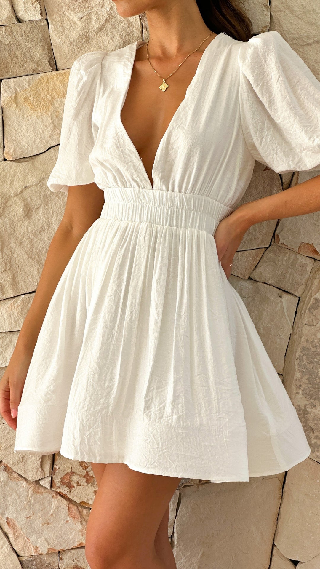 Nalani | Women’s V-Neck Ruched Mini Dress | Stylish