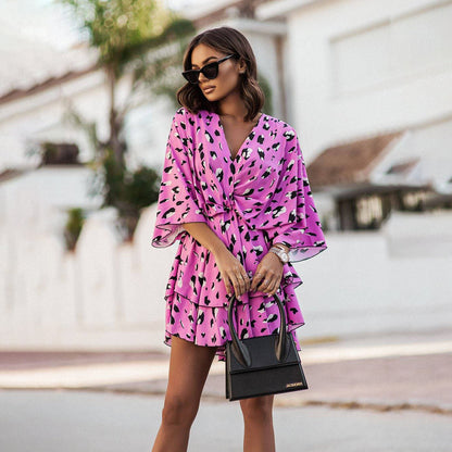 Liorael | Chic mini dress with wrap design and tie waist