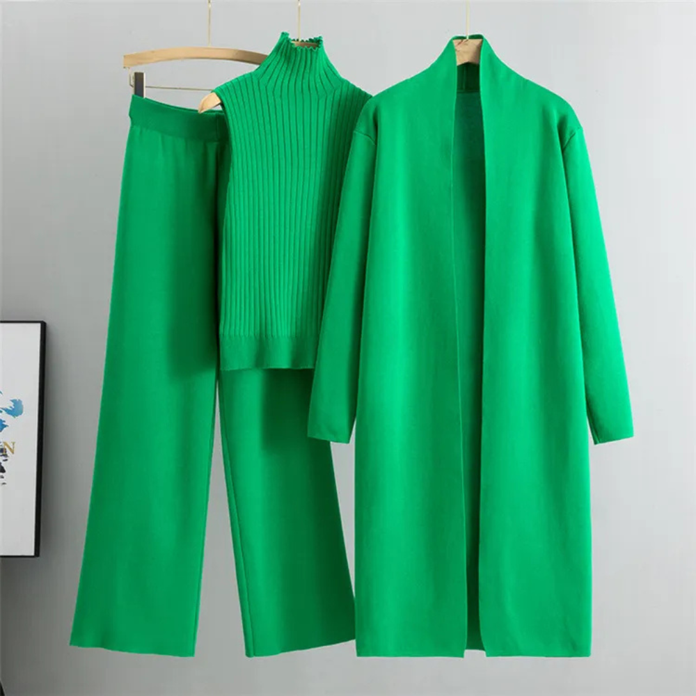 Claire | Women's Three-Piece Set with Wide-Leg Pants and Top