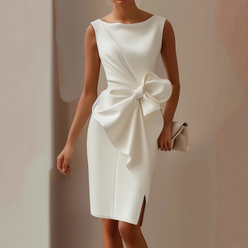 Fiona | Women’s Stylish Sleeveless Dress With Statement Bow Detail