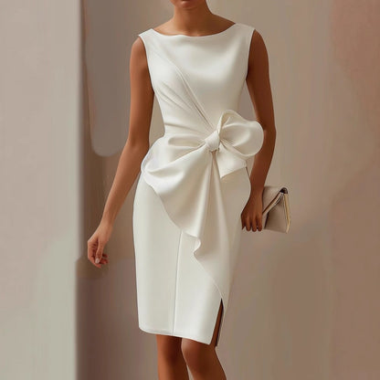 Fiona | Women’s Stylish Sleeveless Dress With Statement Bow Detail