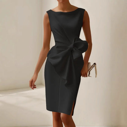 Fiona | Women’s Stylish Sleeveless Dress With Statement Bow Detail