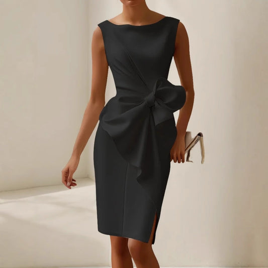 Fiona | Women’s Stylish Sleeveless Dress With Statement Bow Detail