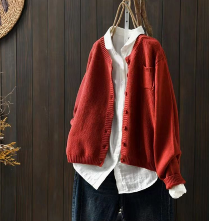 Sarah | Relaxed Knit Cardigan with Chest Pocket