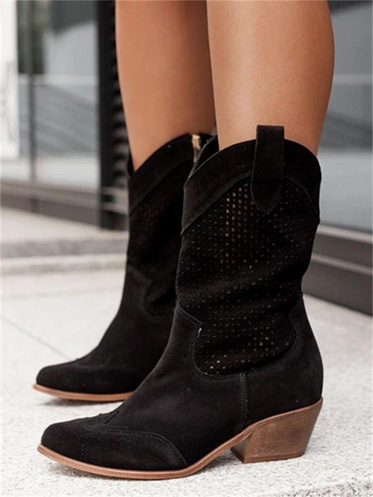Grace | Women's Stylish Trendy Cowboy Boots with Perforated Details
