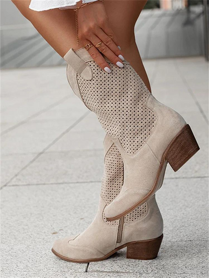 Grace | Women's Stylish Trendy Cowboy Boots with Perforated Details