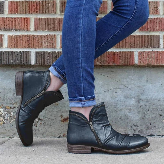 Carol | Women's Side Zip Ankle Boots with Ruched Detail
