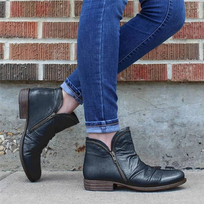 Carol | Women's Side Zip Ankle Boots with Ruched Detail