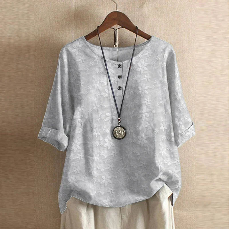 Juliette | Retro Inspired Blouse with Mixed Print Design