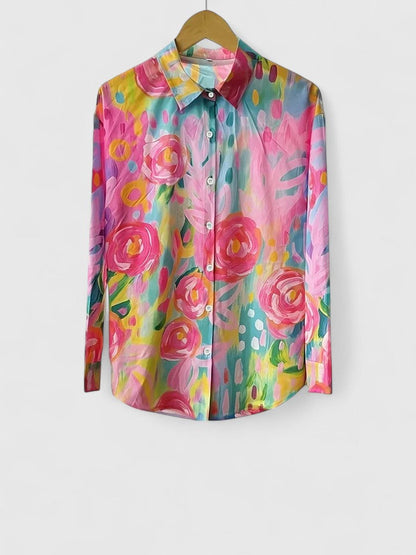 Leah | Sophisticated Blouse with Colorful Abstract Print