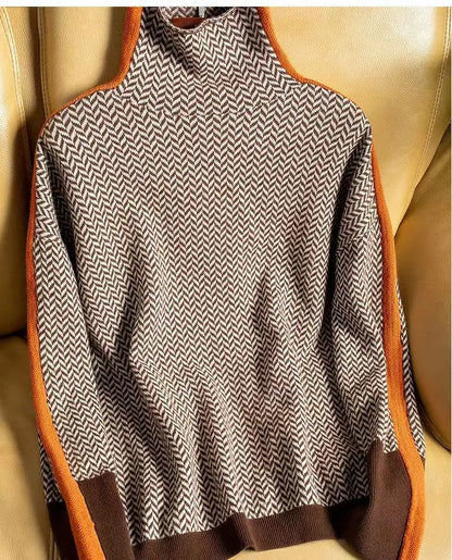 Sandra | Luxe Turtleneck Sweater with Herringbone Pattern