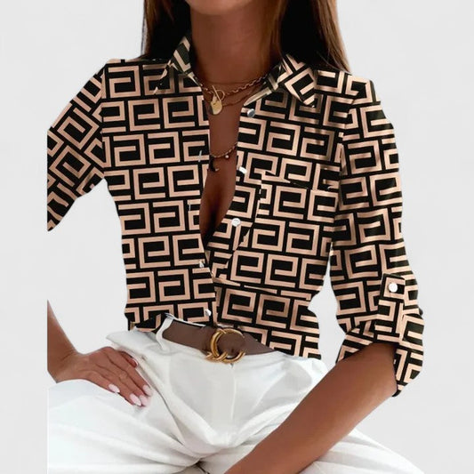 Addison | Elegant Long Sleeve Blouse with Printed Design