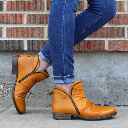 Carol | Women's Side Zip Ankle Boots with Ruched Detail