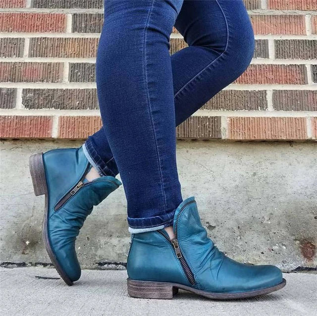 Carol | Women's Side Zip Ankle Boots with Ruched Detail