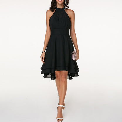 Elmira | Chic dress with halter neckline and layered skirt