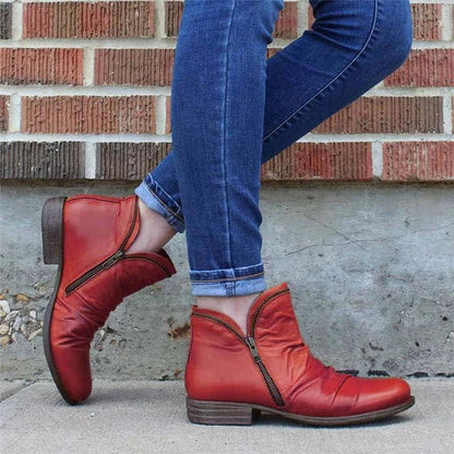 Carol | Women's Side Zip Ankle Boots with Ruched Detail