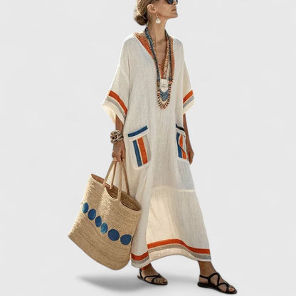 Meadow | Women’s Midi Dress with V-Neck | Pockets