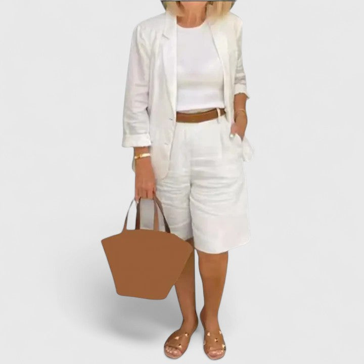 Delmira | Women Elegant Suit Set with Blazer and Matching Shorts Two Piece Outfit