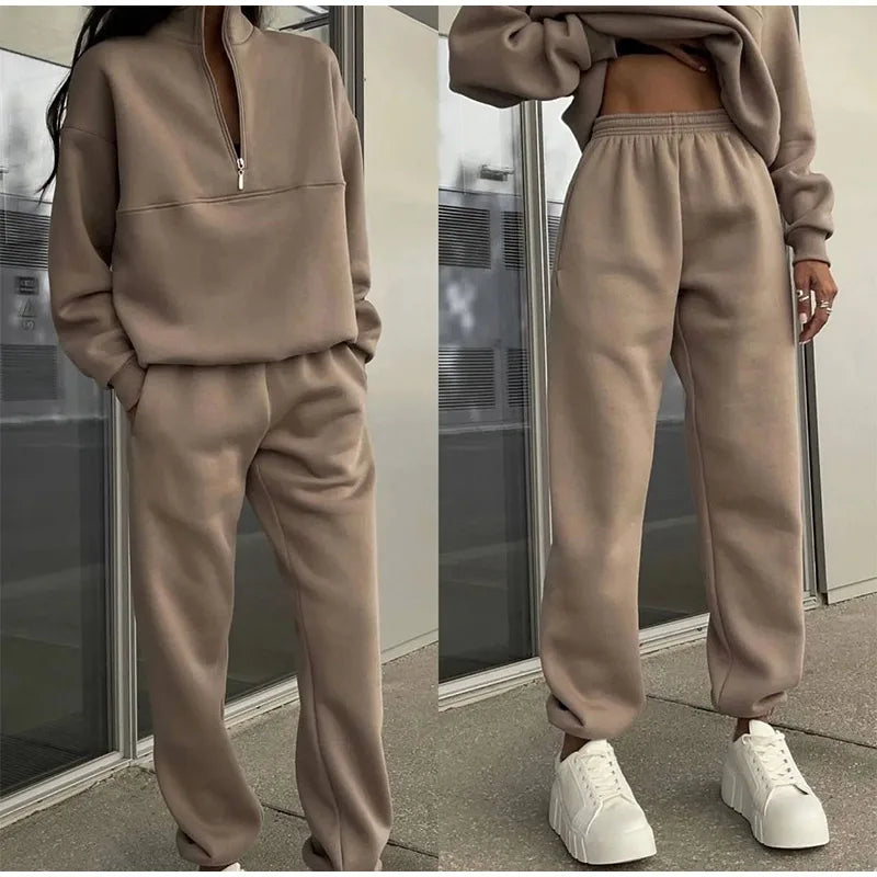 Amanda | Two-Piece Lounge Set with Elastic Waist Sweatpants