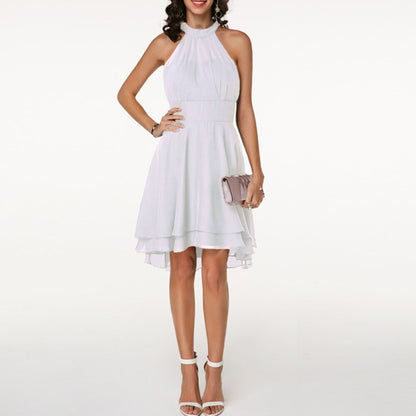 Elmira | Chic dress with halter neckline and layered skirt