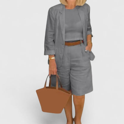 Delmira | Women Elegant Suit Set with Blazer and Matching Shorts Two Piece Outfit
