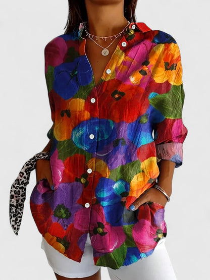 Leah | Sophisticated Blouse with Colorful Abstract Print