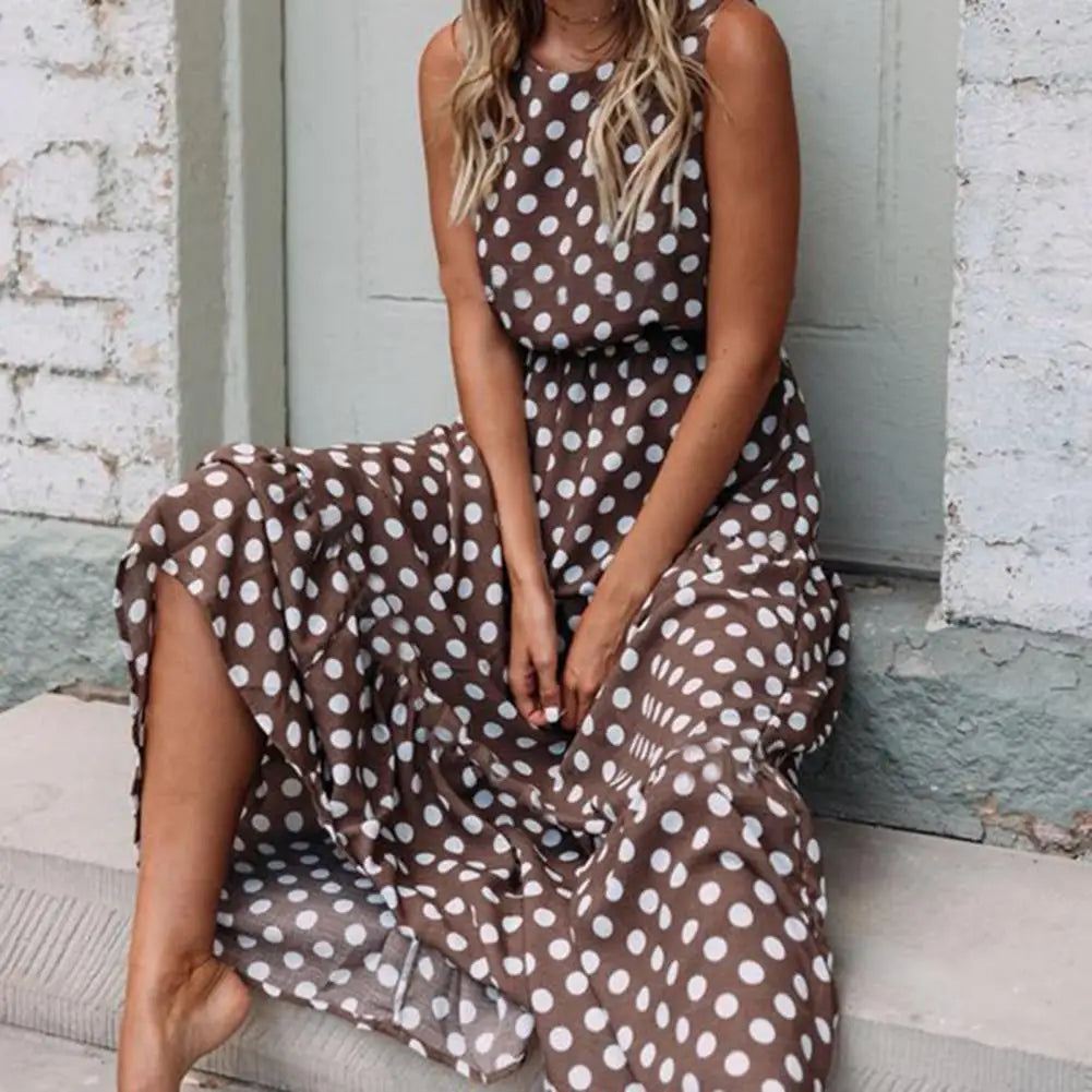 Perla | Women’s Modern Sleeveless Maxi Dress with Flowing Skirt