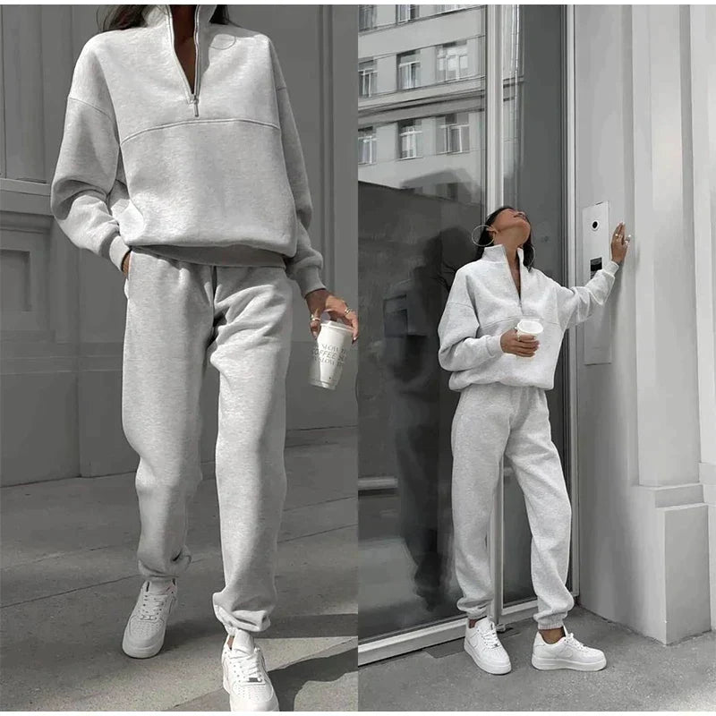 Amanda | Two-Piece Lounge Set with Elastic Waist Sweatpants