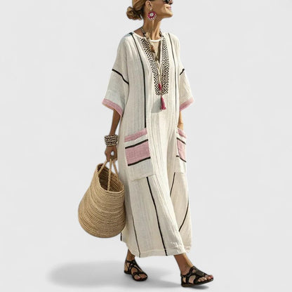 Meadow | Women’s Midi Dress with V-Neck | Pockets