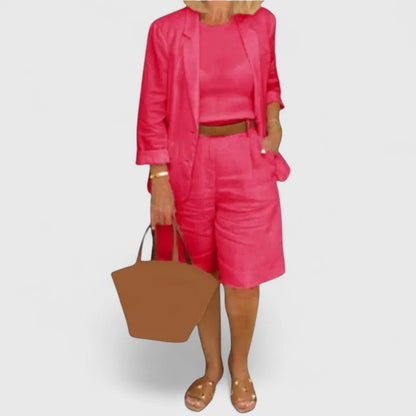 Delmira | Women Elegant Suit Set with Blazer and Matching Shorts Two Piece Outfit