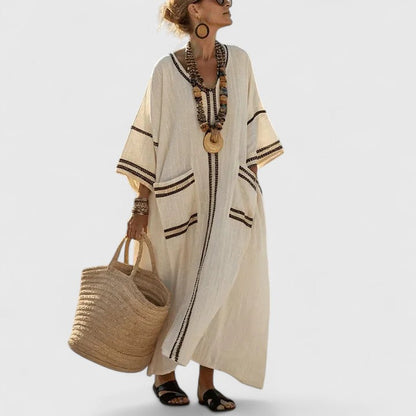 Meadow | Women’s Midi Dress with V-Neck | Pockets