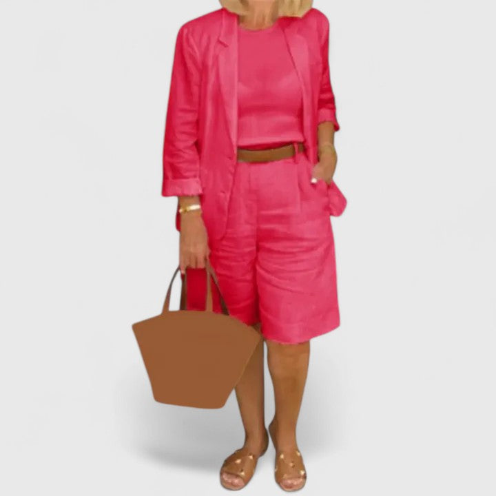 Delmira | Women Elegant Suit Set with Blazer and Matching Shorts Two Piece Outfit