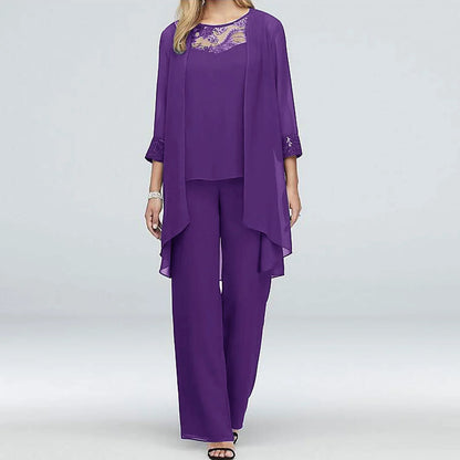 Elmora | Women Three Piece Outfit Set with Long Sleeve Top and Loose Pants