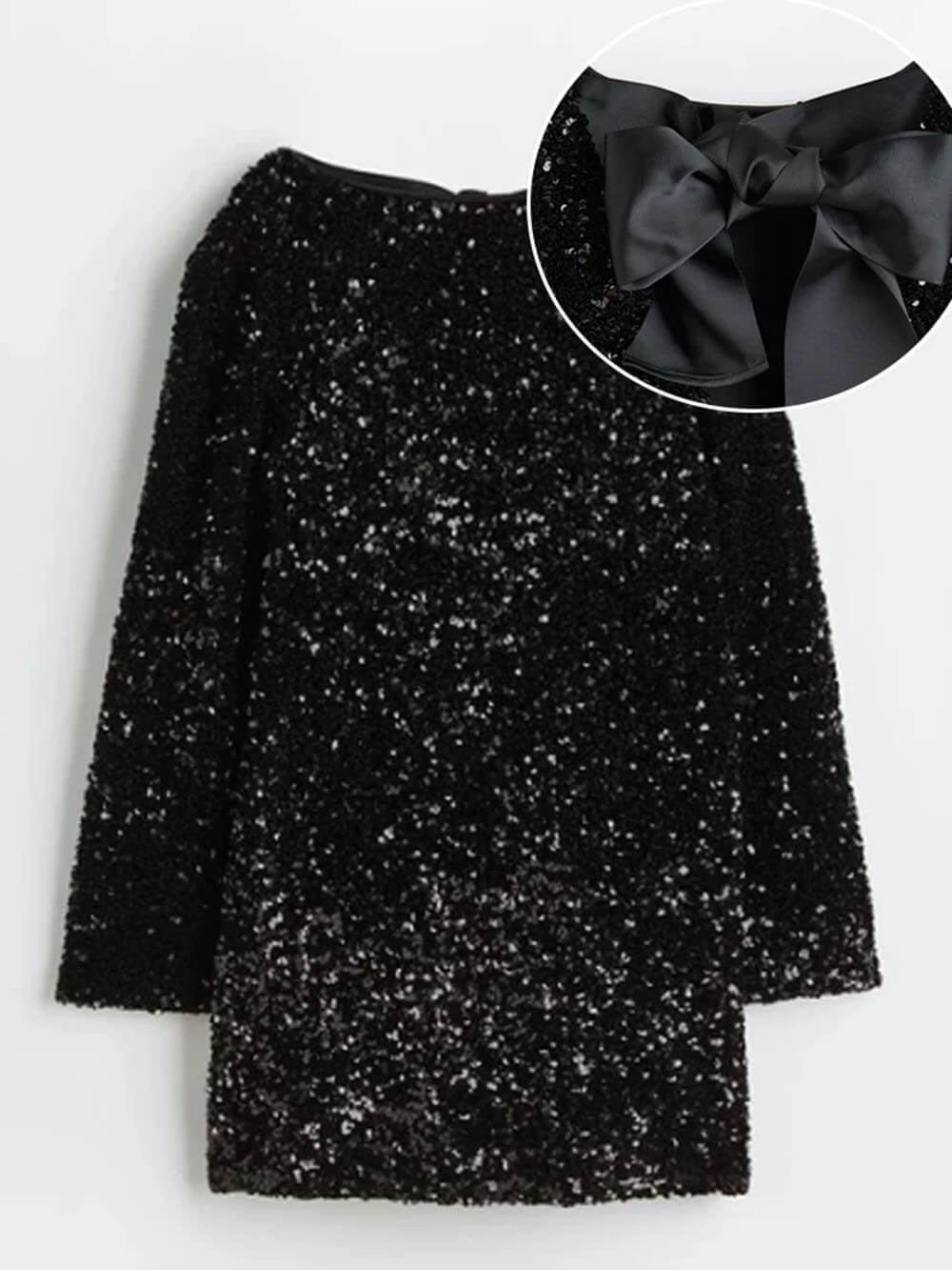 Marielle | Women sequin dress with long sleeves and bow detail