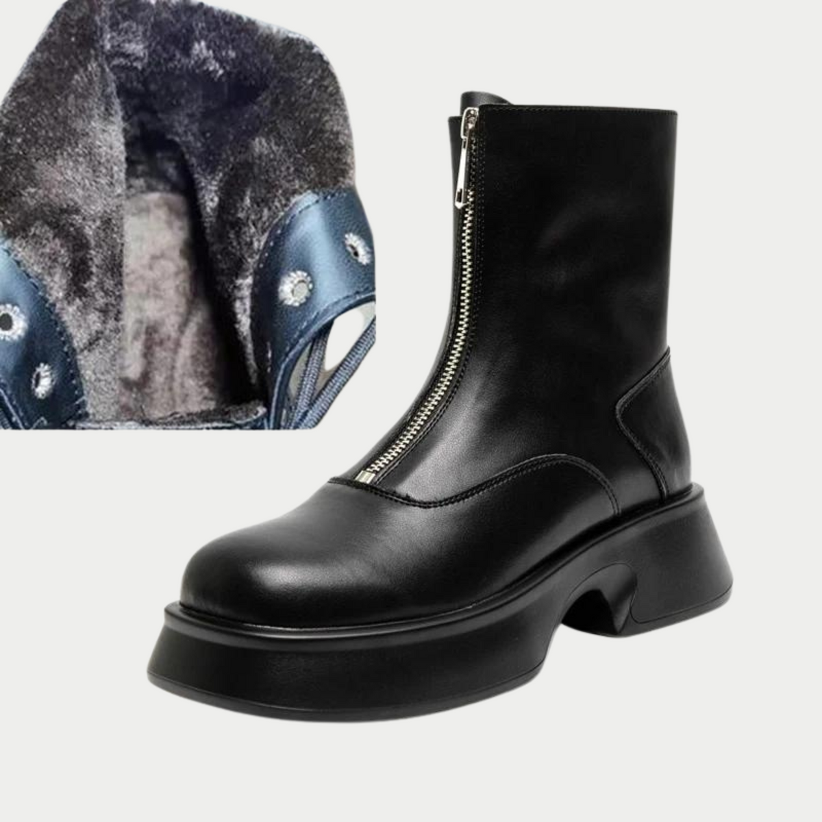 Ellie | Women's Warm-lined Leather Ankle Boots with Zipper and Elegant Finish