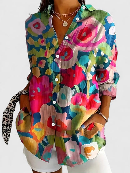 Leah | Sophisticated Blouse with Colorful Abstract Print