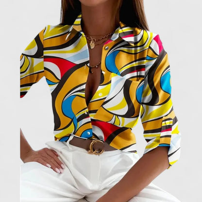 Addison | Elegant Long Sleeve Blouse with Printed Design