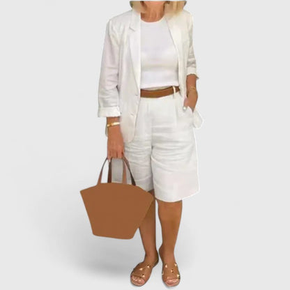 Delmira | Women Elegant Suit Set with Blazer and Matching Shorts Two Piece Outfit