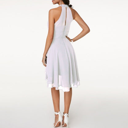 Elmira | Chic dress with halter neckline and layered skirt